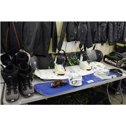 ASSORTED SNOWBOARDS & BOOTS