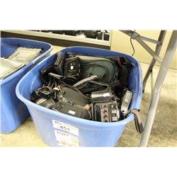 BIN OF ASSORTED CAMERAS & PARTS