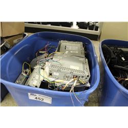BIN OF ASSORTED CAR STEREO EQUIPMENT