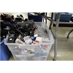 BIN OF ASSORTED VIDEO GAMES & PARTS, MISC ELECTRONICS