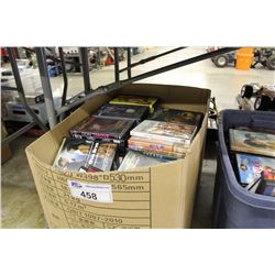 BIN OF ASSORTED DVDS