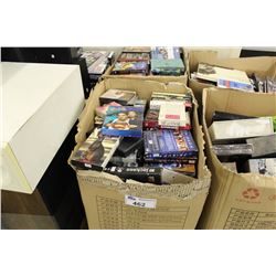 LARGE BOX OF ASSORTED DVDS, VHS, GAMES