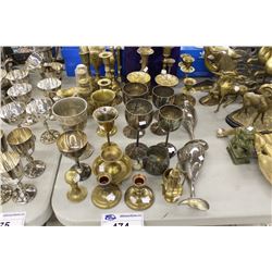 LOT OF ASSORTED BRASS CUPS/CANDLE HOLDERS