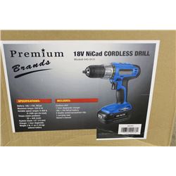 PREMIUM BRANDS 18 VOLT NICAD CORDLESS DRILL