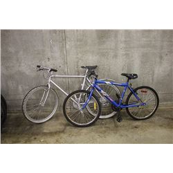 2 BIKES - BLUE SPORTEK MOUNTAIN AND A SILVER NO NAME MOUNTAIN