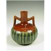 Image 1 : An Art pottery twin-handled vase, with a red and two-tone, green-streaked body, possibly Ault,...