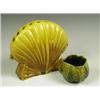 Image 1 : An Ault pottery shell-shaped flower stand, and a shell-shaped vase, 17cm high and 6.5cm high<b...