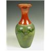 Image 1 : An Art pottery shouldered vase with a flared neck, in a two-tone glaze of red and green, unmar...