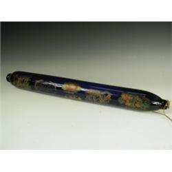 A rare 19th Century 'Bristol' blue glass Crimea rolling pin, printed and painted with patrioti...