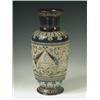 Image 1 : A Doulton Lambeth pottery vase by Eliza Simmance painted with blue foliate scrolls rosette mar...