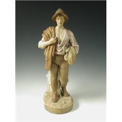 A Royal Dux figure of a farm hand with a sickle and wheat sheaf, 55cm high Est. 350/450...