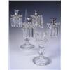 Image 1 : A pair of twin branch glass candelabrum with silver plated sconces and the drip tray with pris...