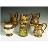 Image 1 : Six 19th Century lustre jugs, three decorated with moulded dancers, deer and hunters, three ot...