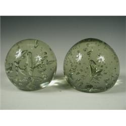 Two Victorian bubble glass dump weights, tallest 10cm high, (1 with base chip) Est. 50/100...