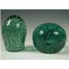 Image 1 : Two Victorian green bubble glass dump weights, tallest 13cm Est. 100/150...