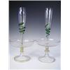 Image 1 : A near pair of l9th Century glass centrepieces the single flute with an applied green serpent...