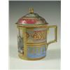 Image 2 : A Vienna porcelain cup and cover, in blue and pink colours and gilt, with a biblical scene to...