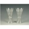 Image 1 : A pair of late 19th Century conical wine glasses, with engraved floral designs to the bowls, 1...