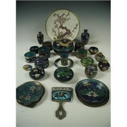 Twenty-eight small cloisonnT items, including vases, napkin rings, plates and bowls Est. 80...