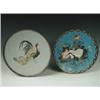 Image 1 : Two late 19th Century Japanese cloisonnT plates decorated with cockerels and cranes, 30cm diam...