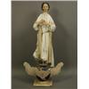 Image 1 : An unusual early 20th Century painted plaster figure of a girl standing on an orb base, 100cm...