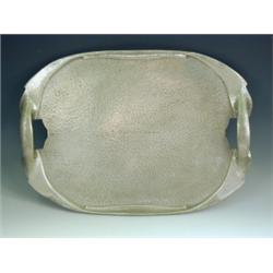 A Liberty pewter tray, of shaped rectangular form, hammered decoration, with inscription, 'To...