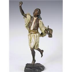 A 19th Century cold painted Austrian bronze by Bergman, modelled as a North African man, cast...