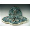 Image 1 : A Victorian table centre of quatrefoil shape with a beaded centre worked in blue, brown and wh...