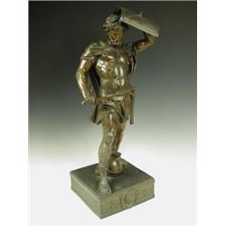 A Victorian Spelter figure of a gladiator, on a square base, 65cm high Est. 150/250...