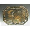 Image 1 : A 19th Century toleware tray, decorated with a bird and flowers, and mother of pearl, 55 x 75c...