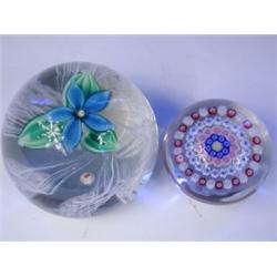A modern Baccarat paperweight with concentric mixed cane decoration date...
