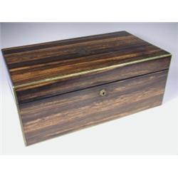 A l9th Century coromandel and brass bound writing slope with applied paper makers label for "H...