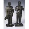 Image 1 : A 20th Century Japanese bronze figure of a naval officer holding binoculars, on a square base...