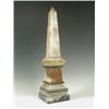 Image 1 : A 19th Century obelisk, made from a variety of different marbles, 49cm high Est. 150/200...