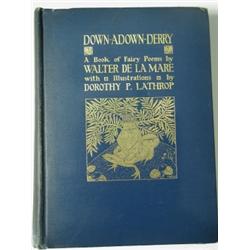 Walter de la Mare 'Down - A Down - Derry' illustrated, cloth bound, published 1922, with inscr...
