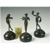 Image 1 : Three late 19th Century miniature bronze figures each representing a fawn playing a musical in...