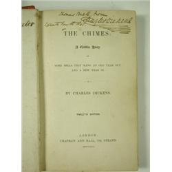Charles Dickens 'The Chimes' Cloth bound, published 1845 inscribed and signed by the author on...