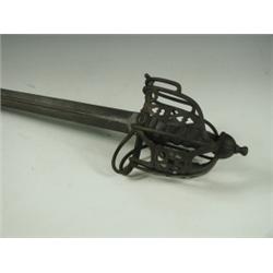 A Victorian Scottish broadsword with a pierced basket hilt Est. 120/160...