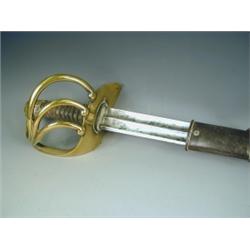 A French heavy cavalry sword (1802/03 pattern), with brass 4 bar hilt and metal scabbard Es...