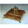 Image 1 : A mid 19th Century inkwell, the kidney veined marble with gilt metal mounts, with inscription...
