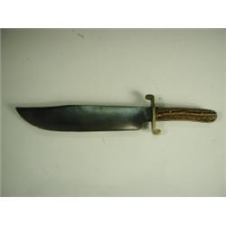 A 19th Century Reuss & Co., Sheffield hunting knife with a horn handle, 37.5cm Est. 300/400...