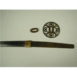 An 18th Century Japanese Katana, with a pierced decorative tsuba, blade 73.5cm Est. 400/500...
