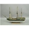 Image 1 : A model of a Man O War, with two gun decks and three masts, complete with rigging. 100cm long...