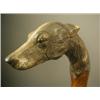 Image 1 : A Victorian walking stick, the top carved and painted with a dogs head, on a bark shaft, 90cm...
