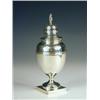 Image 1 : An Edwardian silver sugar sifter, of urn shape with a flaming torch finial, makers mark for He...
