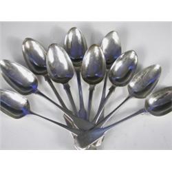 Ten assorted George III/Victorian silver tablespoons, various dates from 1795-1863, various ma...