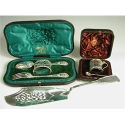 An early Victorian fish slice by Jos & Albert Savory, London 1843, an Edwardian christening se...