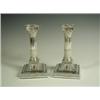Image 1 : A pair of Edwardian silver dwarf candlesticks, modelled as half fluted corinthian columns, She...
