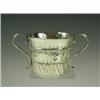 Image 1 : An early 18th Century silver twin handled porringer, with a rope style band flanked by struck...