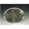 Image 1 : An oval silver tray in the neo classical style with an engraved monogram, gadrooned borders an...
